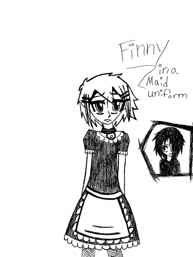 Finny in a maid uniform